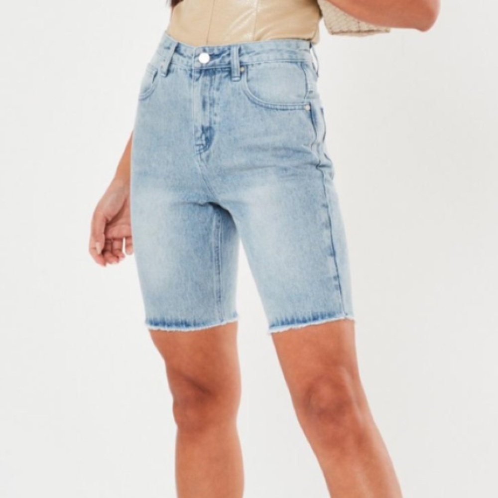 Long length denim shorts